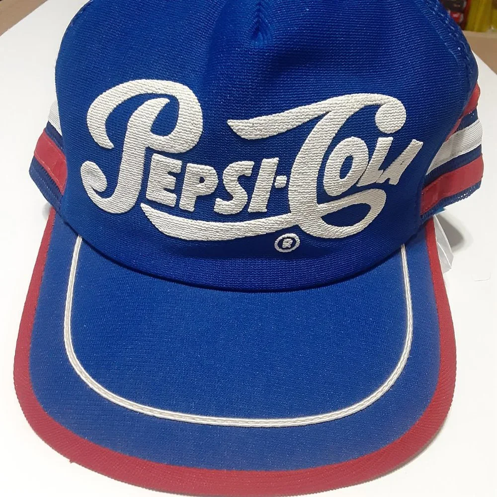 Pepsi-Cola 3 Stripe VTG Trucker Style Snapback Made in USA Hat/Cap - Picture 2 of 9